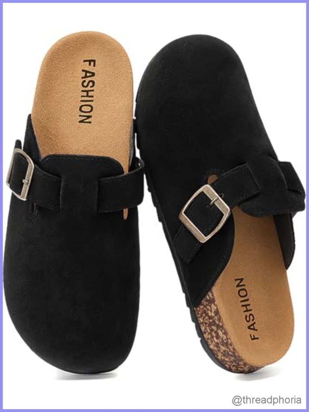 Suede Clogs Leather Mules Cork Footbed Slip-On Casual Shoes